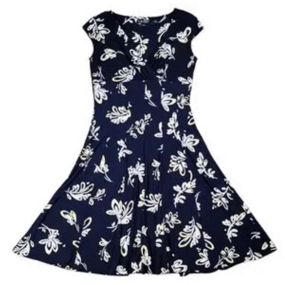 Ralph Lauren Navy Floral print Swing Dress - Picture 4 of 5